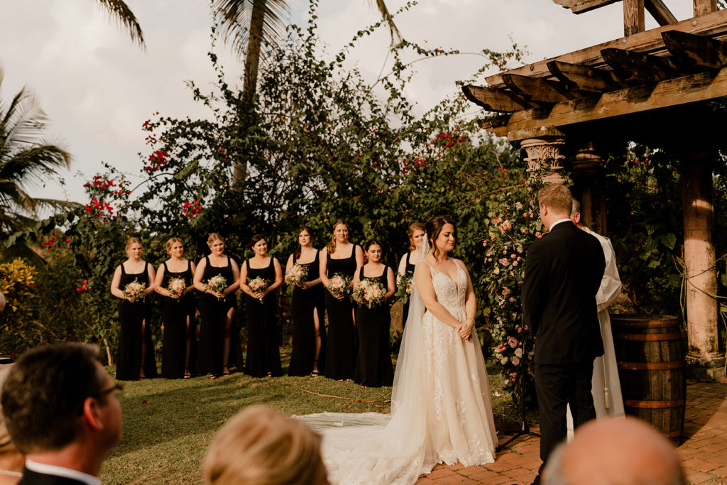 Bride and bridesmaids at the ceremony space